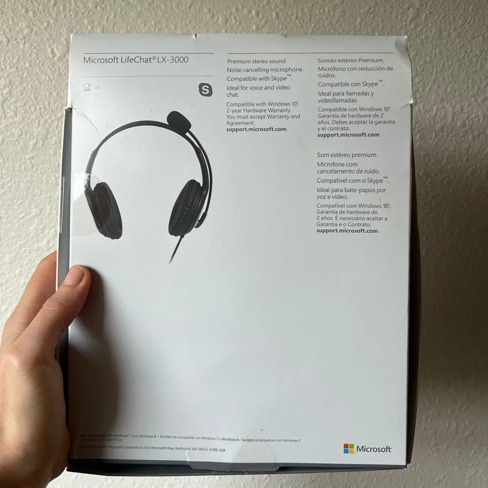 New- Open Box - Microsoft lifechat lx-3000 headset- over ear with microphone